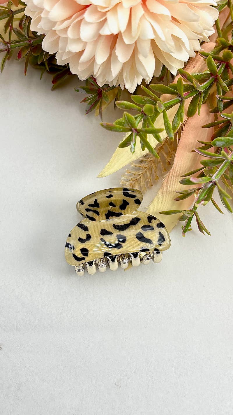 BYREN | ÉLINE L'ATELIER - Mini fermaglio per capelli leopardato 3,5 cm YH42