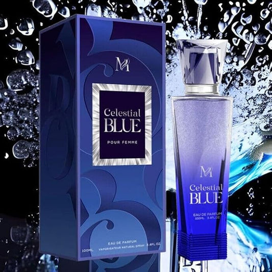 Profumo CELESTIAL BLUE MONTAGE BRANDS Eau de Parfum da donna 100 ml, idea regalo per donna, festa della donna, profumo dolce e floreale