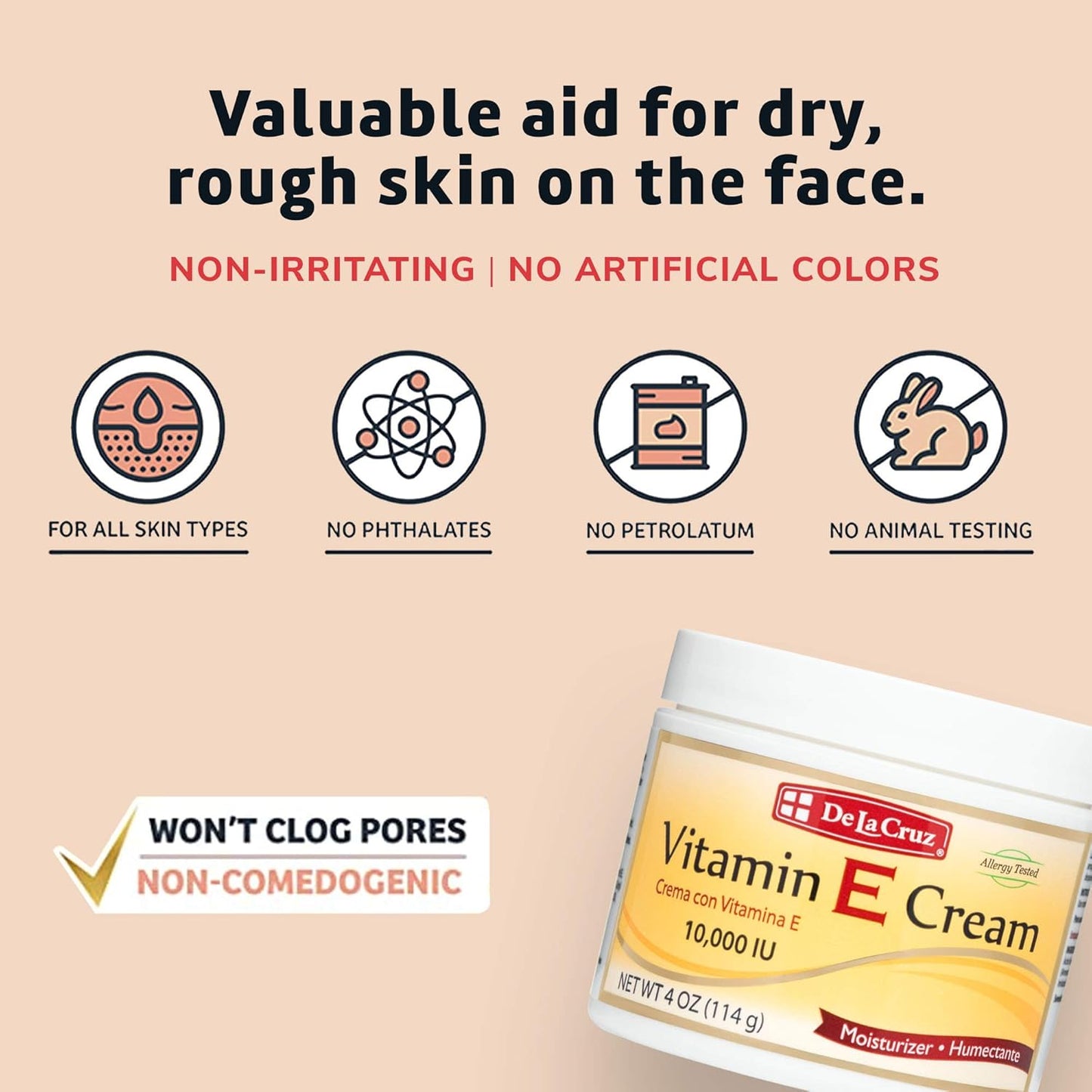 De La Cruz Vitamin E Cream, 4 Ounce by De La Cruz
