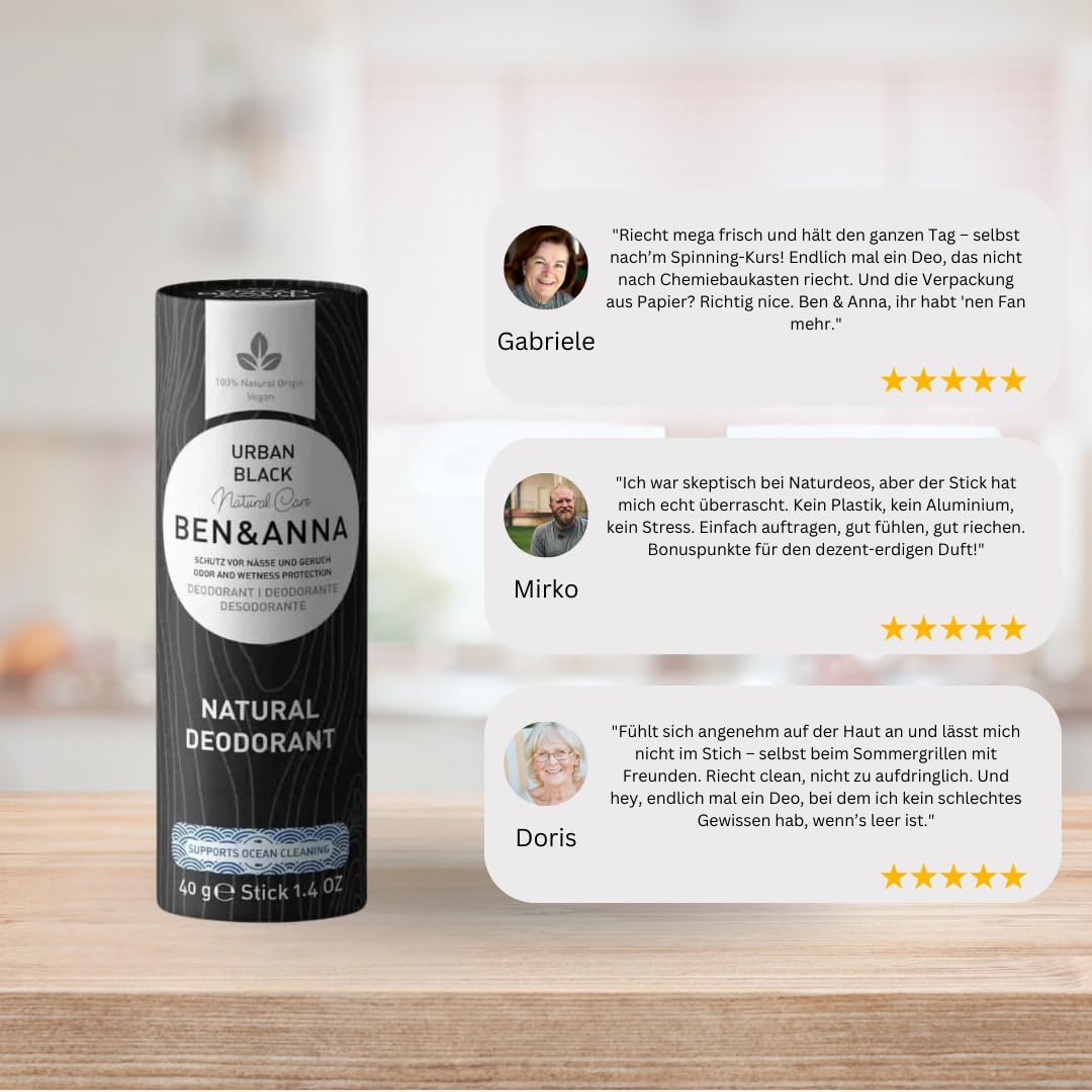 Ben & Anna Soda Deodorant Paper Tube - Urban Black 40g