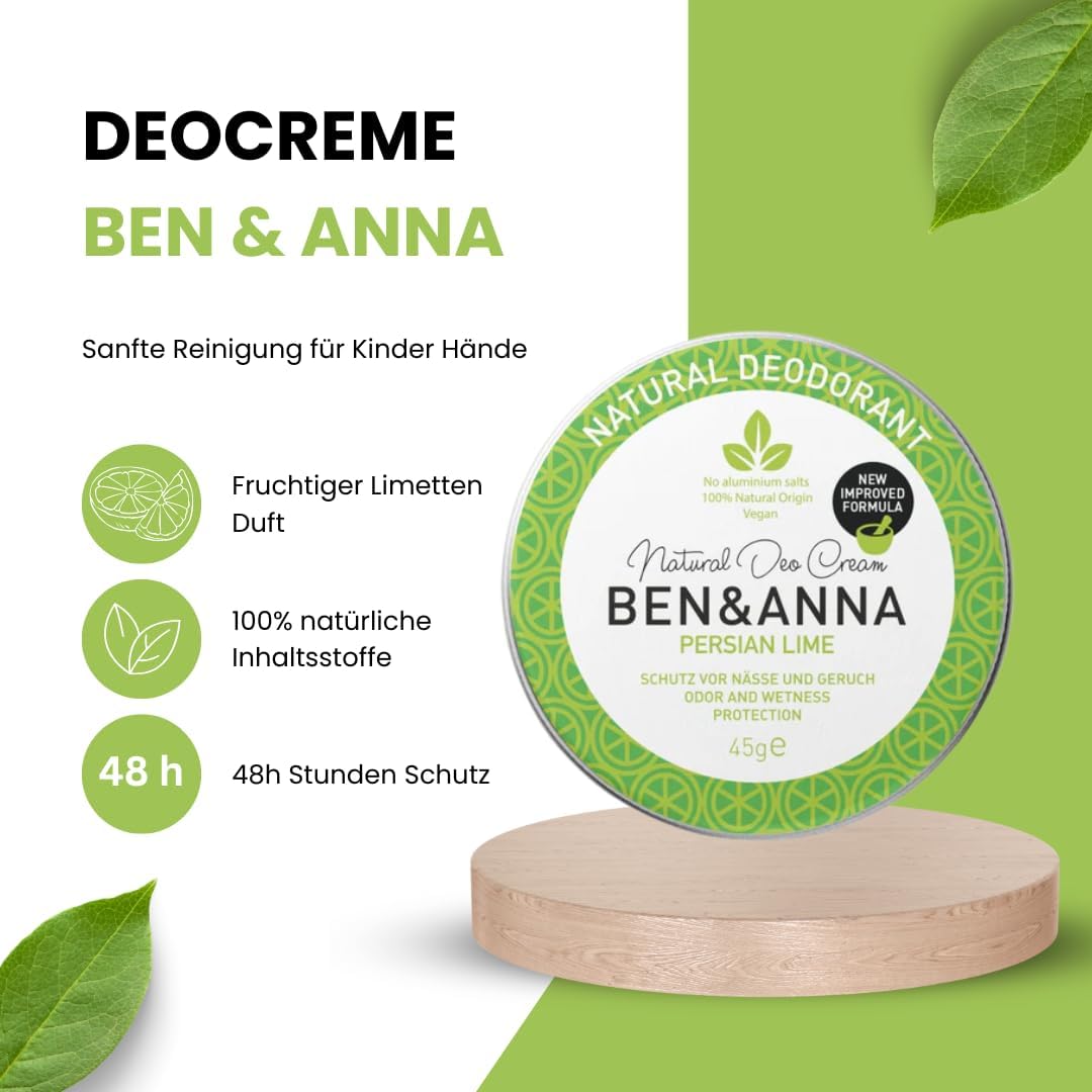 BEN & ANNA Deodorante naturale Persian Lime Scatola di metallo 45g