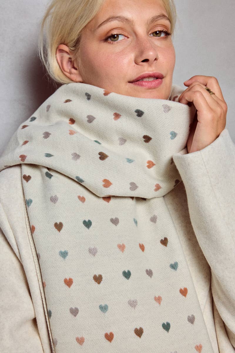 BYREN | ÉLINE L'ATELIER - Sciarpa in lana motivo cuore reversibile FL209DF