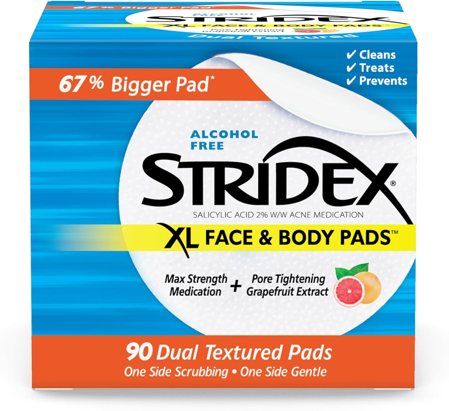 Stridex XL - Cuscinetti per il viso, 90 pezzi