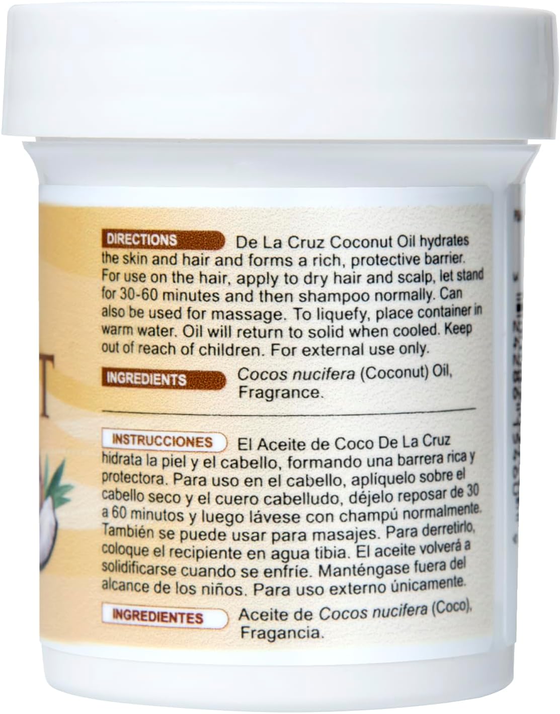 De La Cruz - Coconut Oil, Moisturizer for Hair & Skin 2.2 oz/Aceite de Coco by De La Cruz