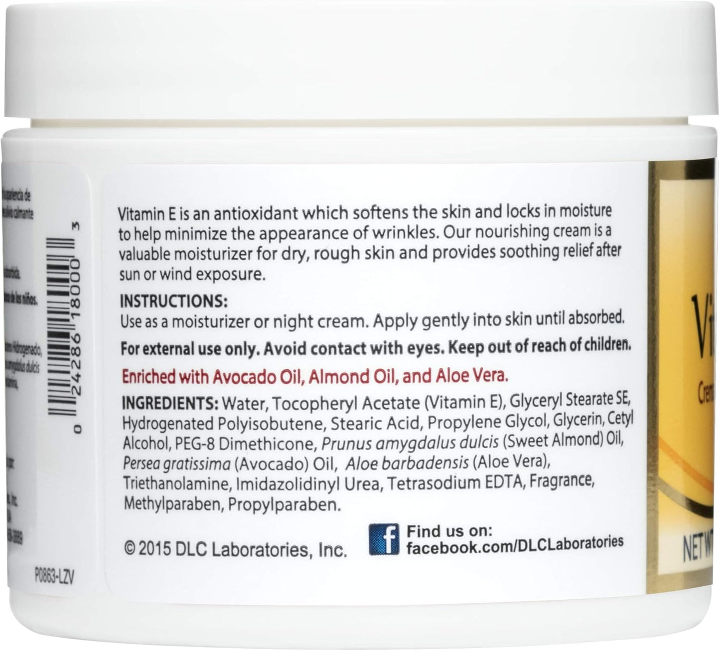 De La Cruz Vitamin E Cream, 4 Ounce by De La Cruz