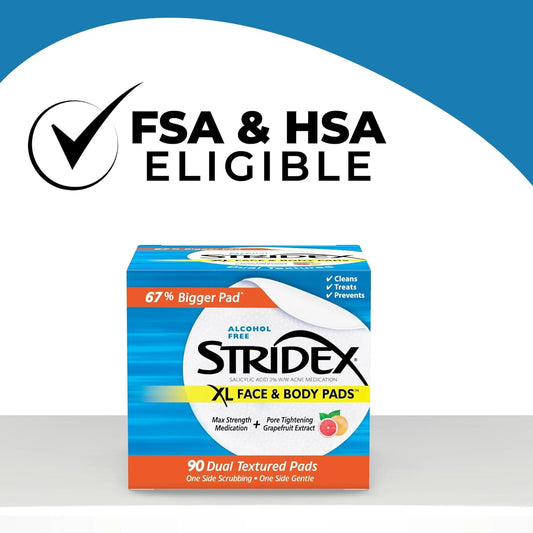 Stridex XL - Cuscinetti per il viso, 90 pezzi