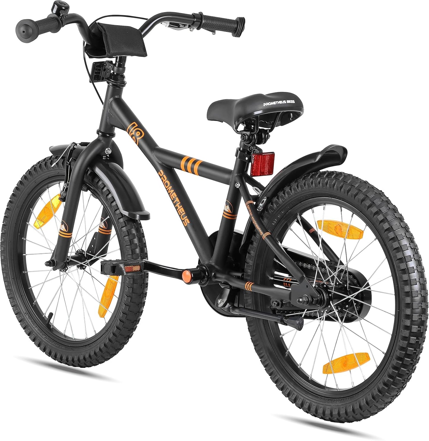 PROMETHEUS BICYCLES bicicletta bambina 6 anni bici per bambina bambino 18 pollici bimba con freno contropedale e V-Brake Nero Arancione