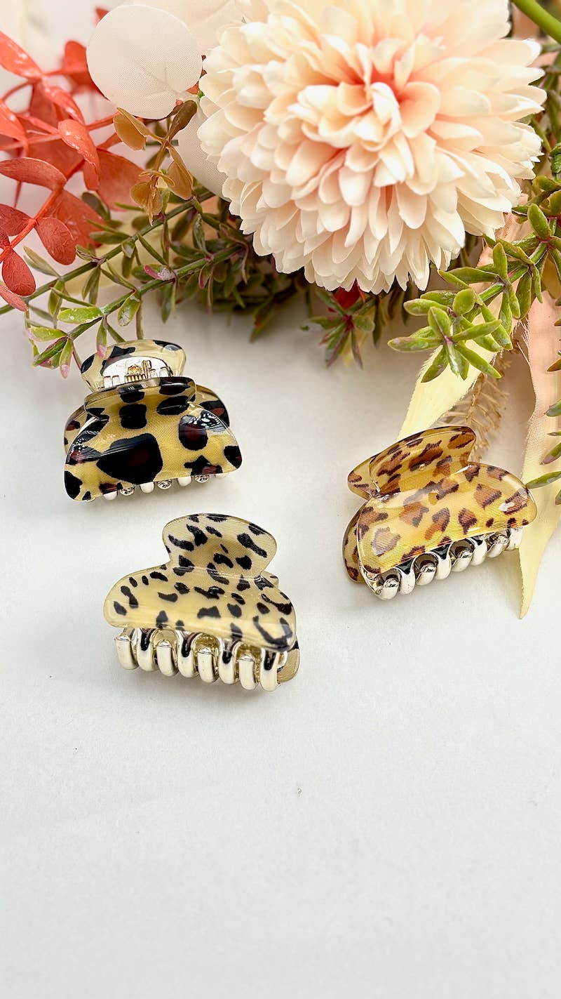 BYREN | ÉLINE L'ATELIER - Mini fermaglio per capelli leopardato 3,5 cm YH42